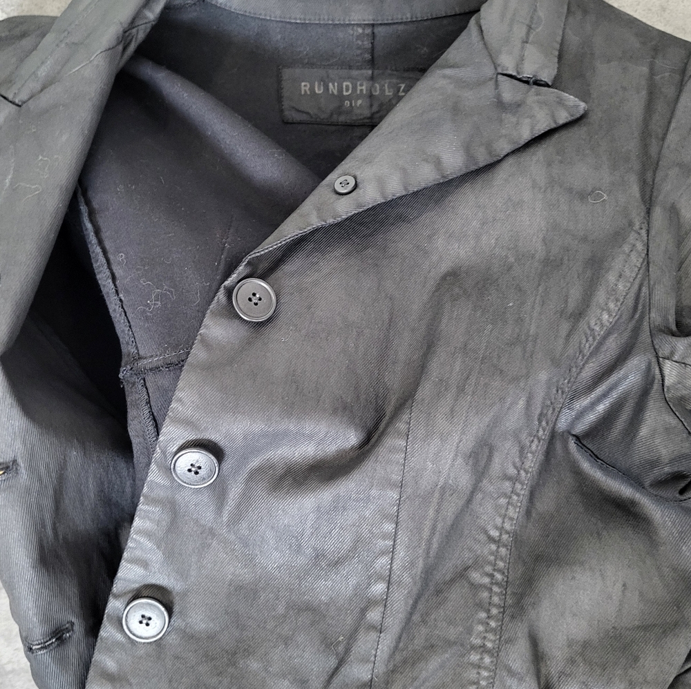 WOMENS Black WAX COTTON FITTED BLAZER BY Rundholz